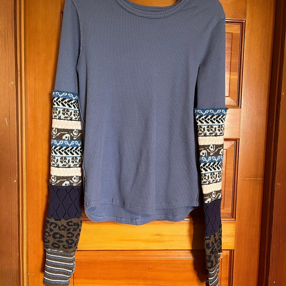 Free People thermal top with sweater sleeves